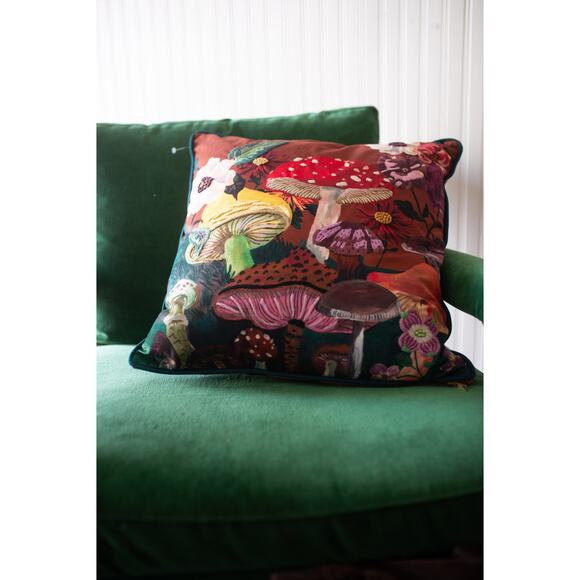 Anthropologie Nathalie Lete Embroidered Velvet Pillow Mushroom - Picture 3 of 4